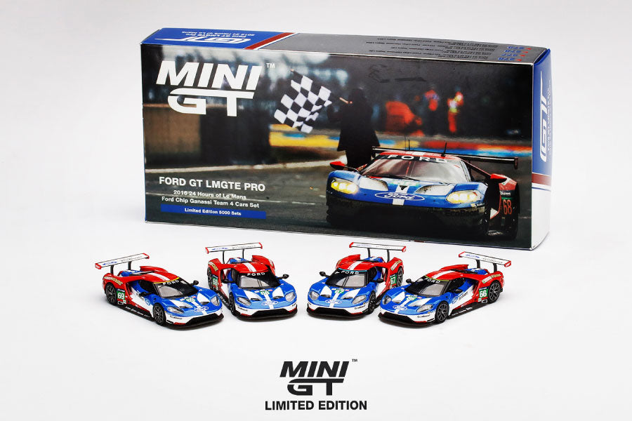 Mô hình xe Mini GT 1:64 Ford GT LMGTE PRO 2016 24 Hrs of Le Mans Ford Chip Ganassi Team 4 Cars Set - MGTS0001
