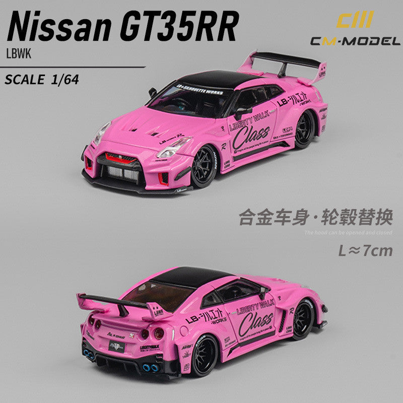 Mô hình xe Cm model Nissan Nissan GTR R35lbwk 1/64 hồng