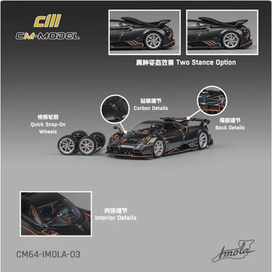 Mô hình xe Cm model Pagani Imola 1/64 đen-đỏ