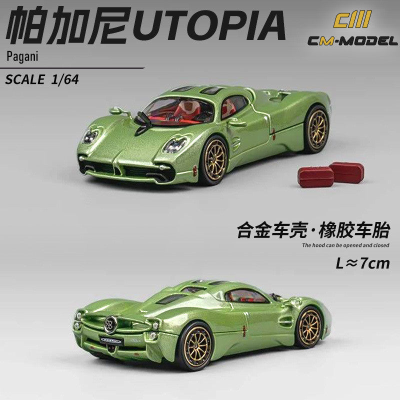 Mô hình xe Cm model Pagani Utopia 1/64 xanh