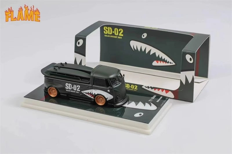 Mô hình xe Flame Volkswagen VW T1 Kombi Thân Rộng 1/64