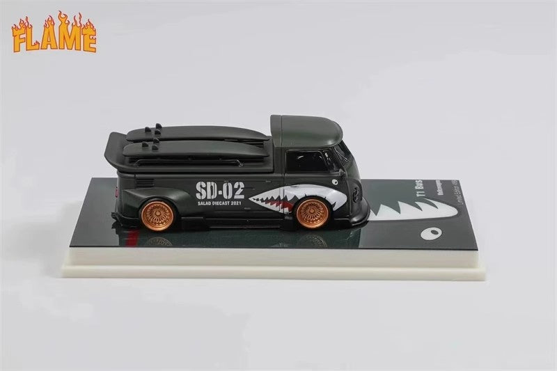 Mô hình xe Flame Volkswagen VW T1 Kombi Thân Rộng 1/64