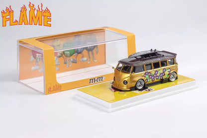 Mô hình xe Flame Volkswagen VW T1 Kombi Thân Rộng 1/64