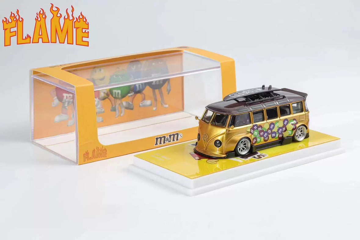 Mô hình xe Flame Volkswagen VW T1 Kombi Thân Rộng 1/64