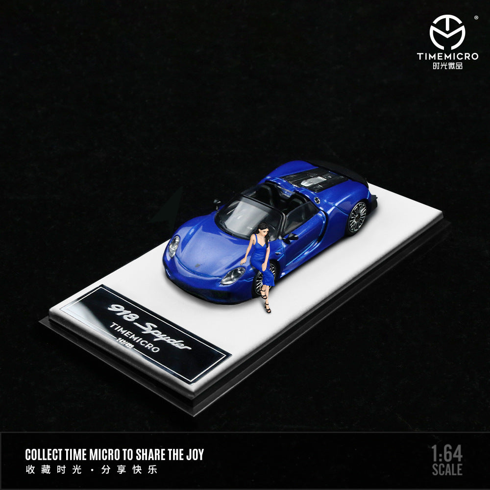 Mô hình xe Time Micro 1/64 Porsche 918 Blue/Cyan