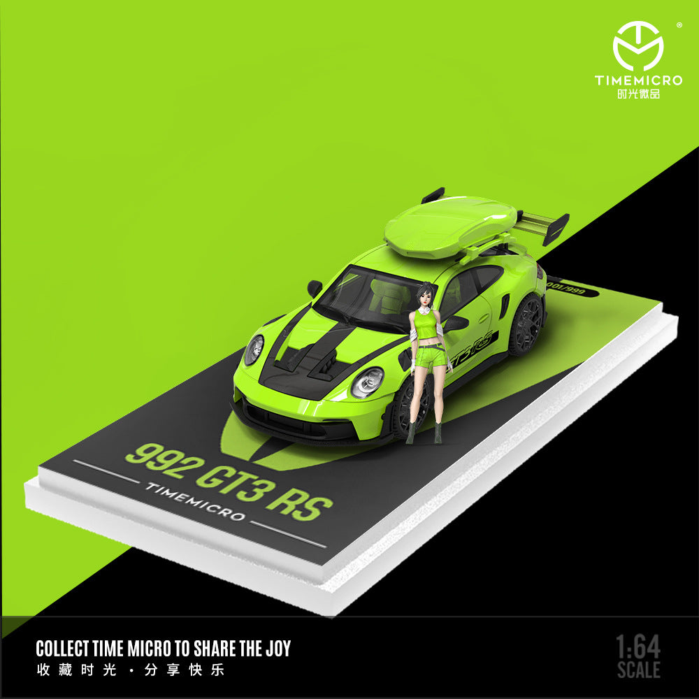 Mô hình xe Time Micro 1/64 Porsche 992 GT3 RS Green/Yellow
