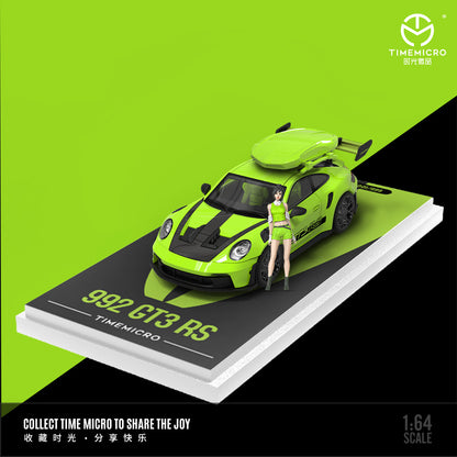 Mô hình xe Time Micro 1/64 Porsche 992 GT3 RS Green/Yellow