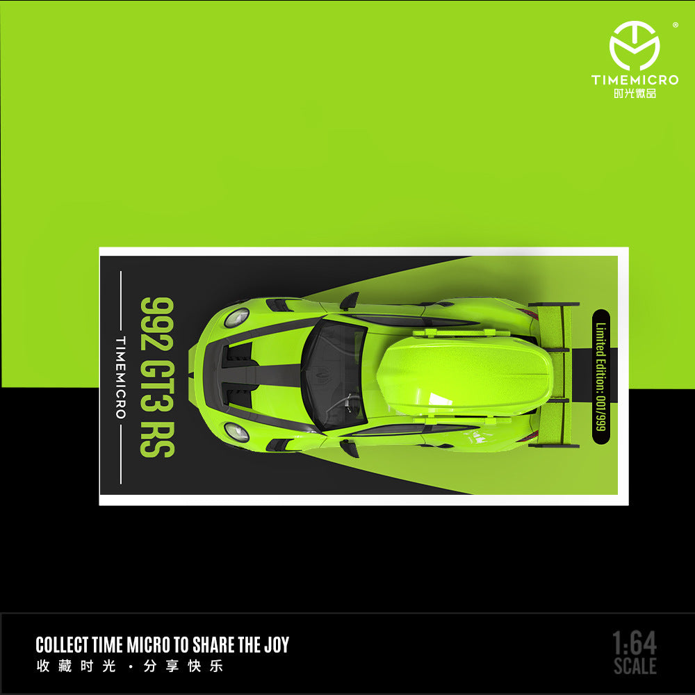 Mô hình xe Time Micro 1/64 Porsche 992 GT3 RS Green/Yellow