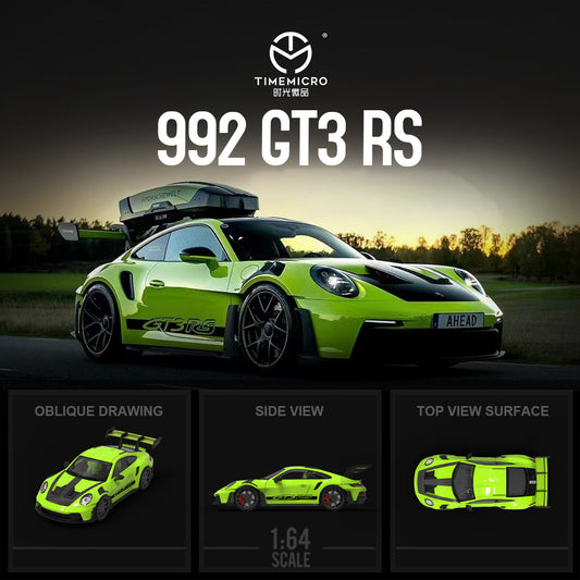 Mô hình xe Time Micro 1/64 Porsche 992 GT3 RS Green/Yellow