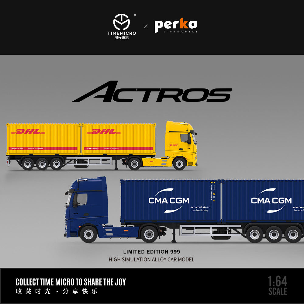 Mô hình xe Time Micro 1/64 xe tải Mercedes-Benz Actros Shiguang & Perka