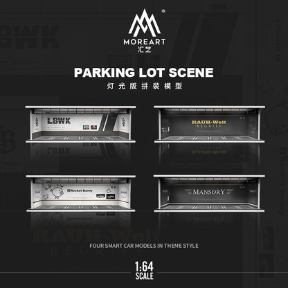 MoreArt 1/64 Diorama garage mô hình lắp ghép có đèn chiếu sáng
