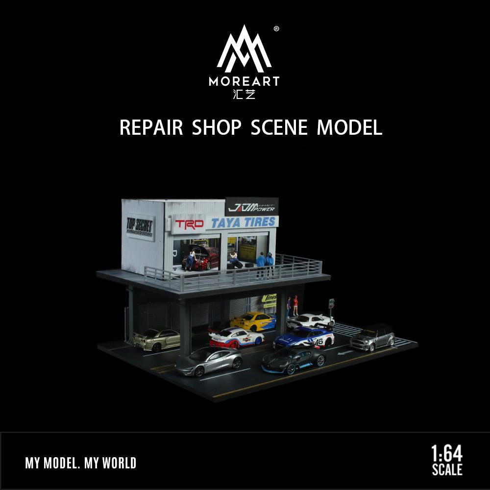 MoreArt 923004 Garage sửa xe đế kim loại lắp ghép 1/64