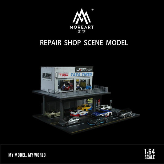 MoreArt 923004 Garage sửa xe đế kim loại lắp ghép 1/64