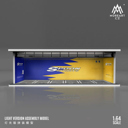 MoreArt 1/64 Diorama garage mô hình lắp ghép có đèn chiếu sáng
