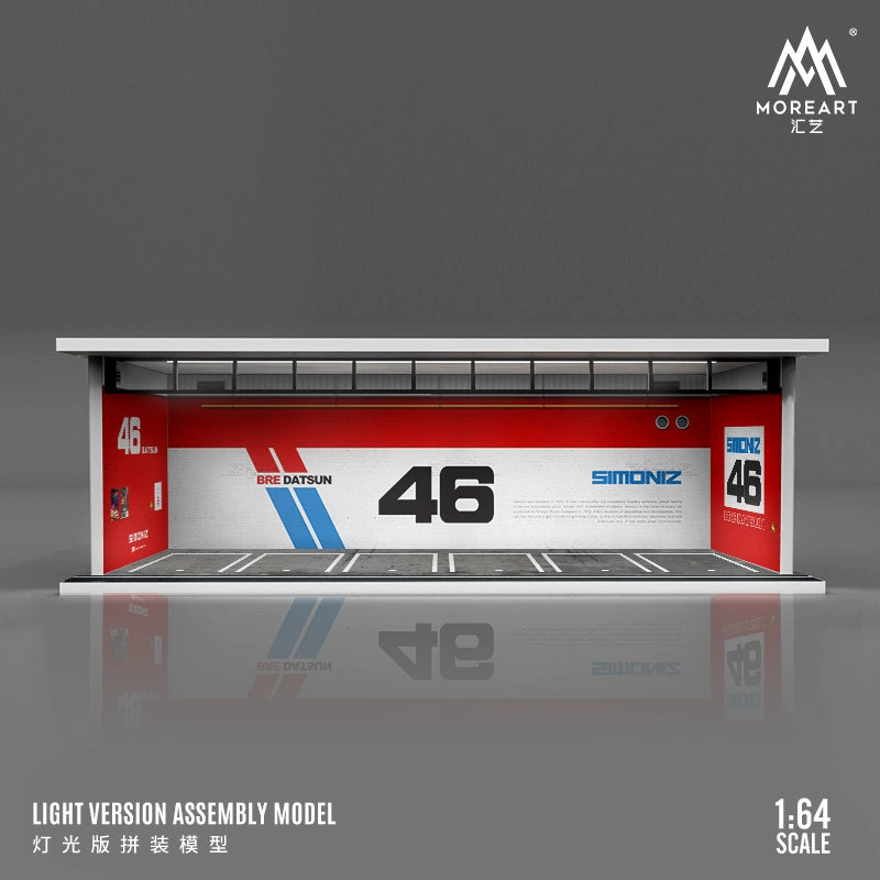 MoreArt 1/64 Diorama garage mô hình lắp ghép có đèn chiếu sáng
