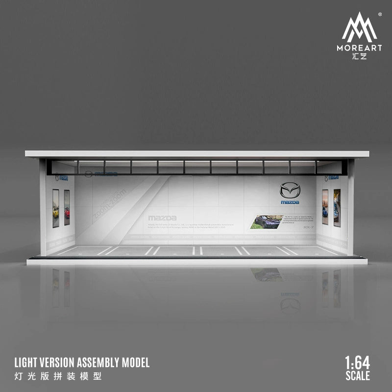 MoreArt 1/64 Diorama garage mô hình lắp ghép có đèn chiếu sáng