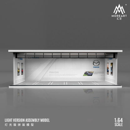 MoreArt 1/64 Diorama garage mô hình lắp ghép có đèn chiếu sáng
