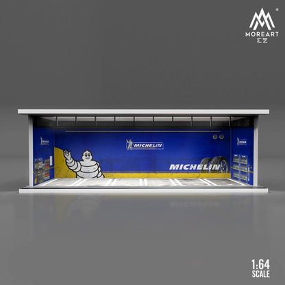 MoreArt 1/64 Diorama garage mô hình lắp ghép có đèn chiếu sáng