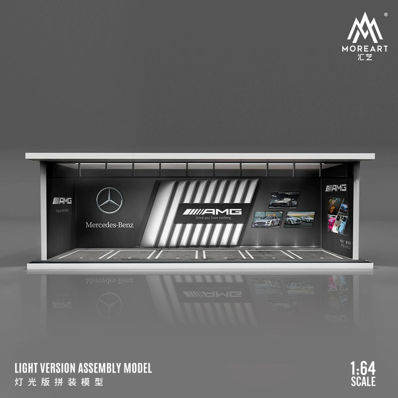 MoreArt 1/64 Diorama garage mô hình lắp ghép có đèn chiếu sáng