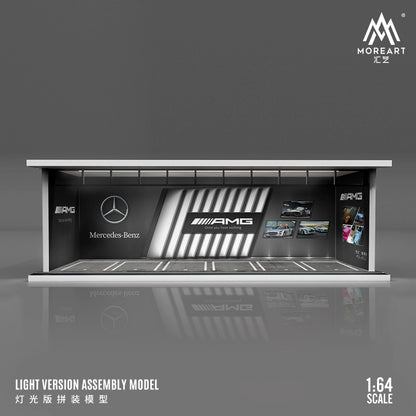 MoreArt 1/64 Diorama garage mô hình lắp ghép có đèn chiếu sáng