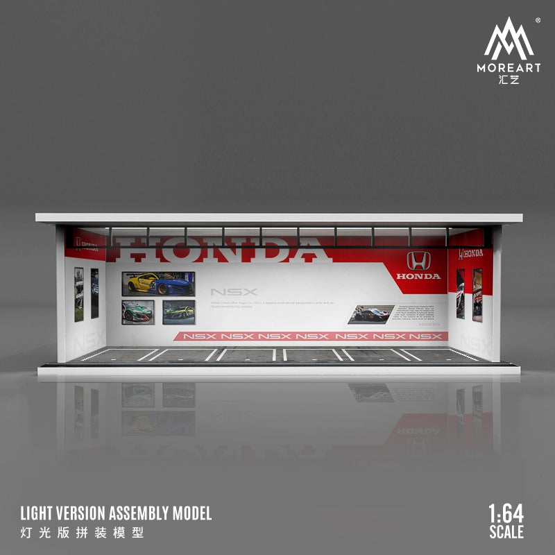 MoreArt 1/64 Diorama garage mô hình lắp ghép có đèn chiếu sáng