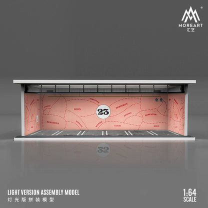 MoreArt 1/64 Diorama garage mô hình lắp ghép có đèn chiếu sáng