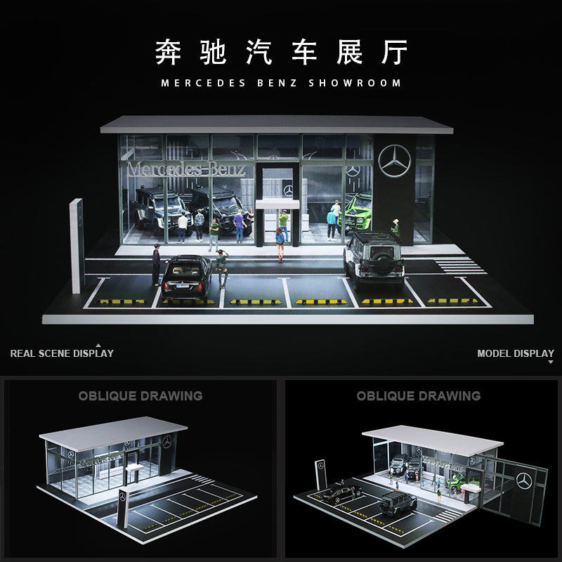 MoreArt Mercedes-Benz 4S Showroom bản có đèn chiếu sáng 1/64