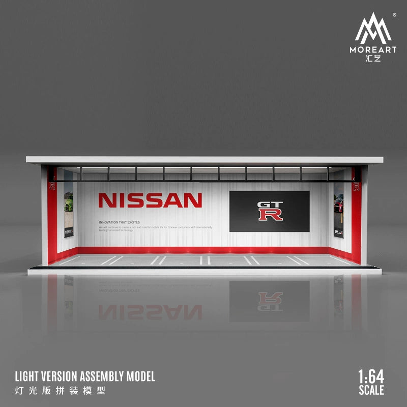 MoreArt 1/64 Diorama garage mô hình lắp ghép có đèn chiếu sáng