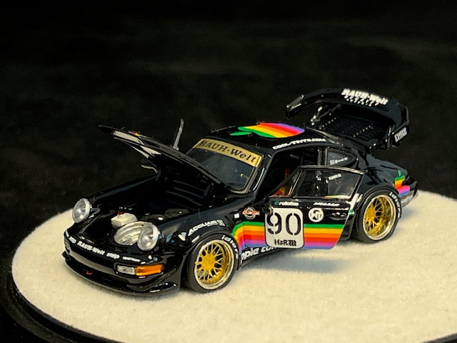 Mô hình xe PGM 1:64 Porsche 993 RWB Apple in Black Luxury Version / PGM-640009B