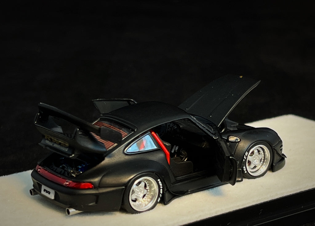 Mô hình xe PGM 1:64 Porsche 993 RWB in Matte Black Regular Version / PGM-640312A