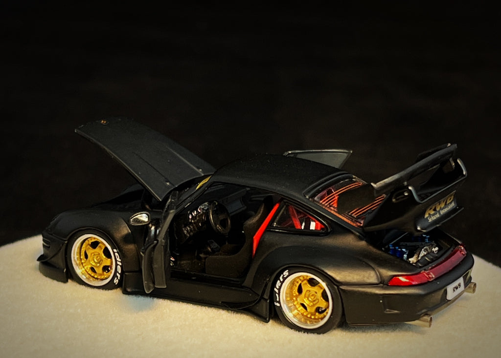 Mô hình xe PGM 1:64 Porsche 993 RWB in Matte Black Luxury Version / PGM-640312B