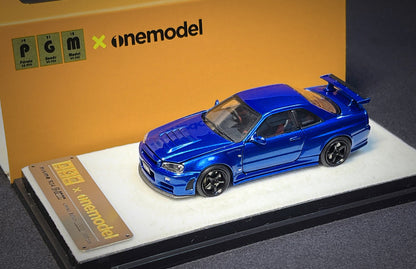 Mô hình xe PGM 1:64 Nissan Skyline GT-R (R34) in Bayside Blue Regular Version / PGM-641002A