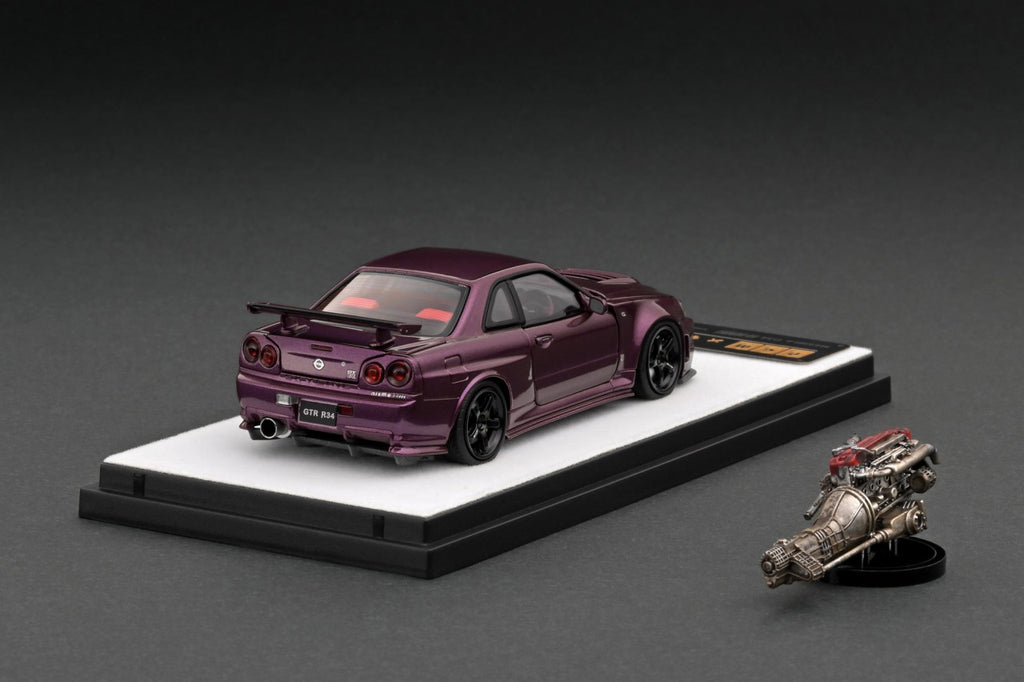 Mô hình xe PGM x One Model 1:64 Nissan Skyline GT-R (R34) in Midnight Purple Regular Version / PGM-641003A