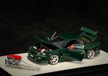 [PRE-ORDER] Mô hình xe PGM 1:64 Nissan Skyline GT-R (R34) in British Green Regular Version / PGM-641005A