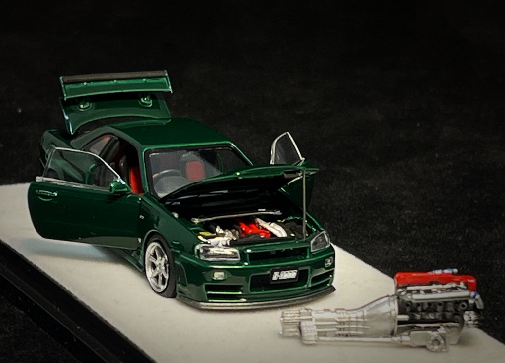 [PRE-ORDER] Mô hình xe PGM 1:64 Nissan Skyline GT-R (R34) in British Green Regular Version / PGM-641005A