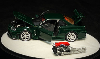 [PRE-ORDER] Mô hình xe PGM 1:64 Nissan Skyline GT-R (R34) in British Green Luxury Version / PGM-641005B