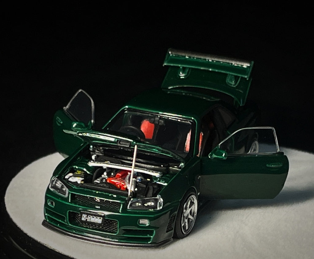 [PRE-ORDER] Mô hình xe PGM 1:64 Nissan Skyline GT-R (R34) in British Green Luxury Version / PGM-641005B