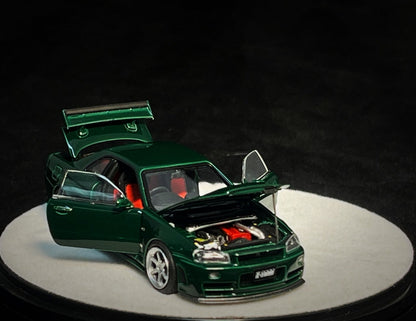 [PRE-ORDER] Mô hình xe PGM 1:64 Nissan Skyline GT-R (R34) in British Green Luxury Version / PGM-641005B