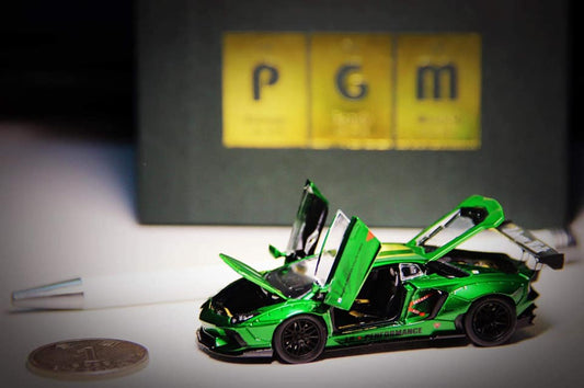 Mô hình xe PGM 1:64 Lamborghini Aventador LP700 Liberty Walk Metallic Green Luxury Edition / PGM-LAMBO-GREEN-1
