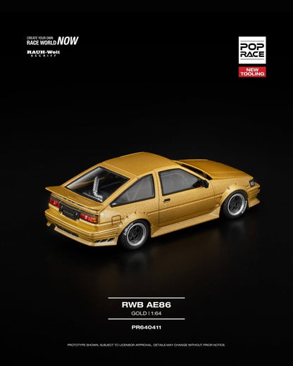 Sắp ra mắt Quý 01/2026 mô hình xe POPRACE 1:64 RWB AE86 GOLD NEW TOOLING PR640411