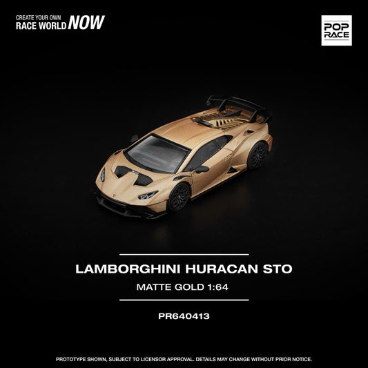 Sắp ra mắt Quý 01/2026 mô hình xe POPRACE 1:64 LAMBORGHINI HURACAN STO MATTE GOLD PR640413