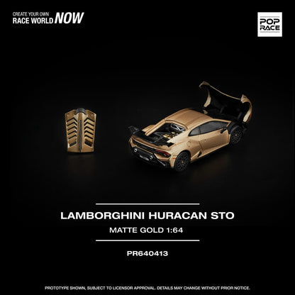 Sắp ra mắt Quý 01/2026 mô hình xe POPRACE 1:64 LAMBORGHINI HURACAN STO MATTE GOLD PR640413