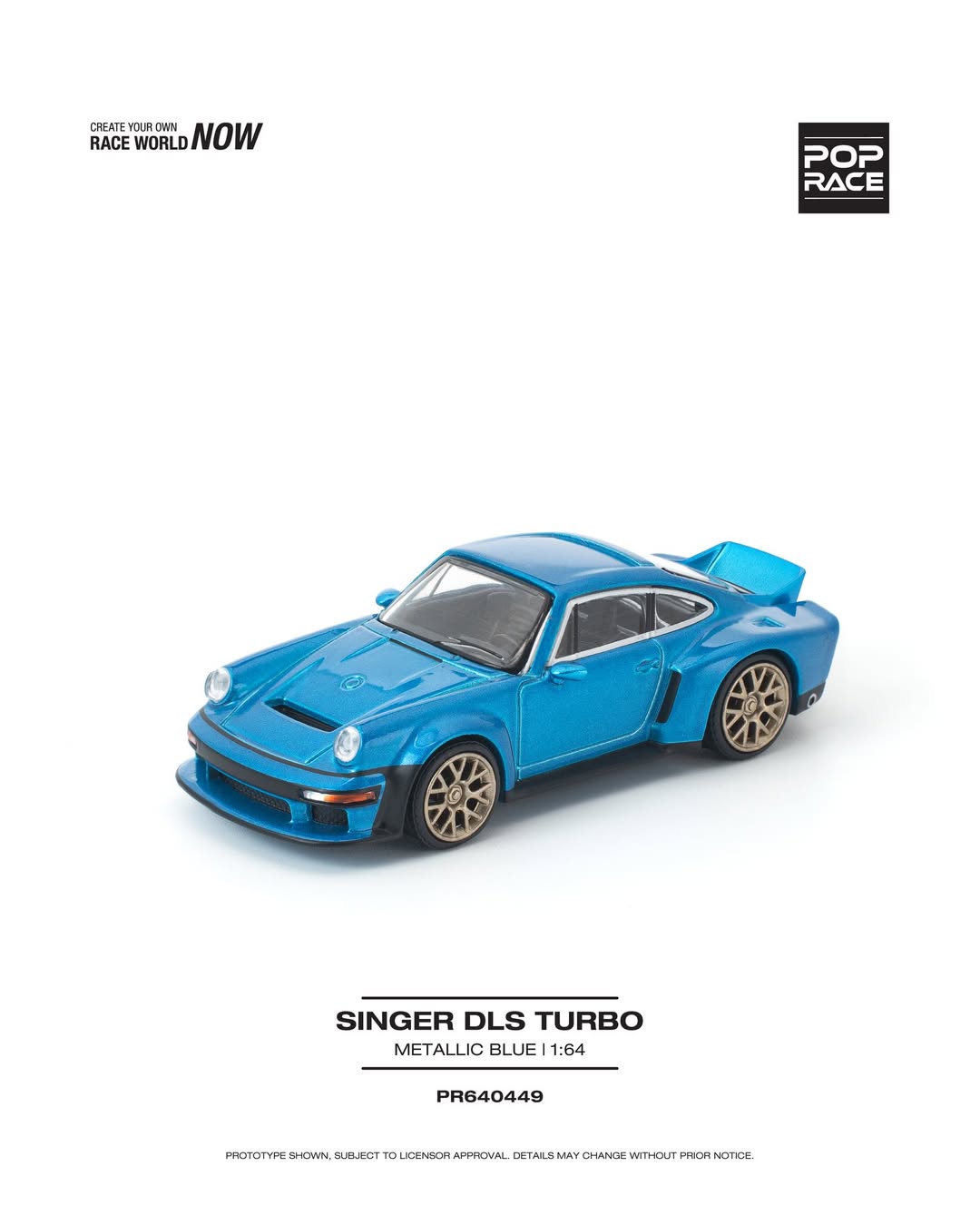 Sắp ra mắt Quý 01/2026 mô hình xe POPRACE 1:64 SINGER DLS TURBO METALLIC BLUE PR640449