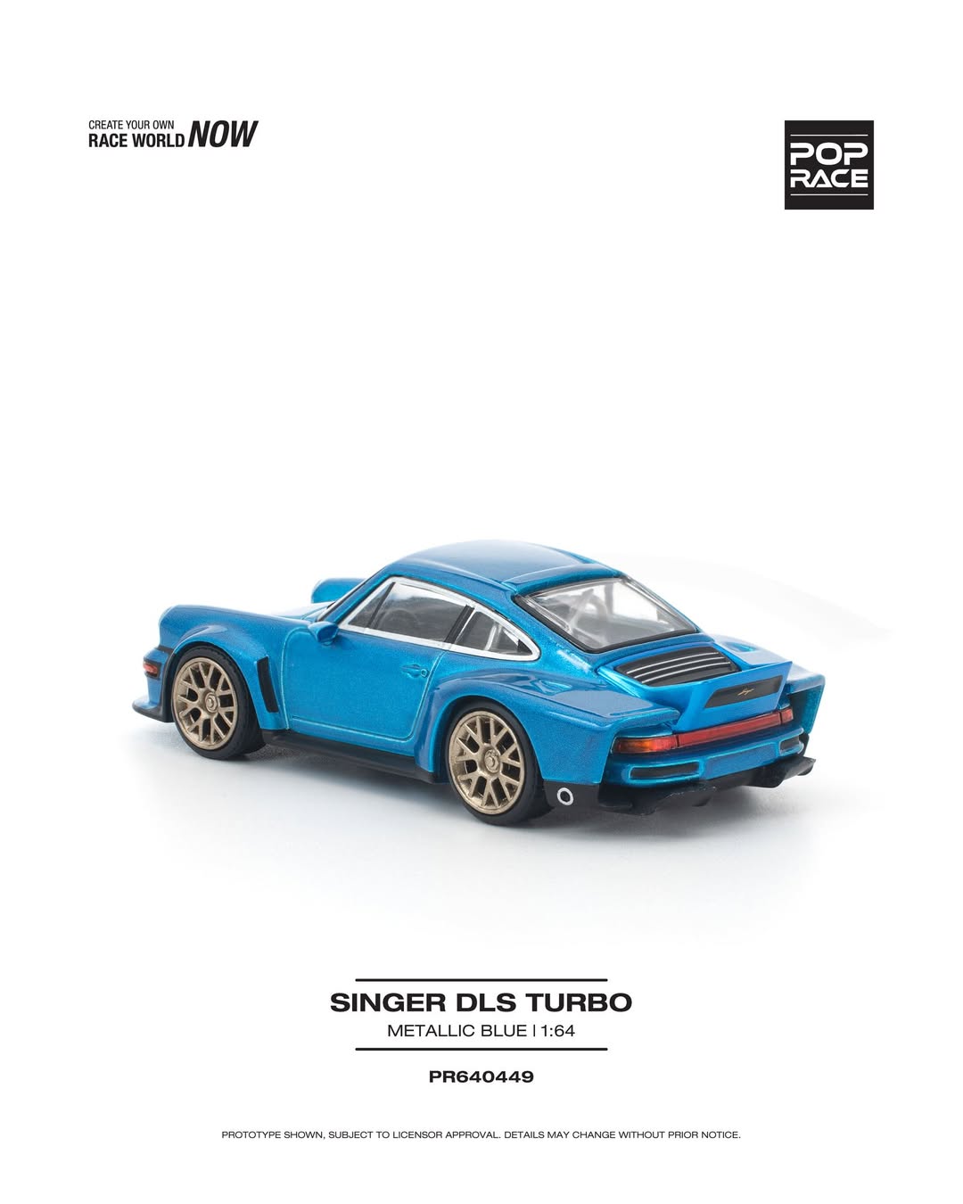 Sắp ra mắt Quý 01/2026 mô hình xe POPRACE 1:64 SINGER DLS TURBO METALLIC BLUE PR640449