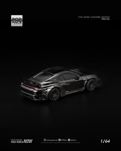 Sắp ra mắt Quý 01/2026 mô hình xe POPRACE 1:64 992 STINGER GTR DARK CHROME PRDC-005