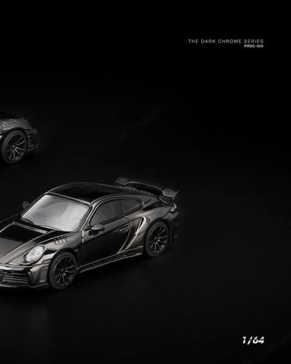 Sắp ra mắt Quý 01/2026 mô hình xe POPRACE 1:64 992 STINGER GTR DARK CHROME PRDC-005