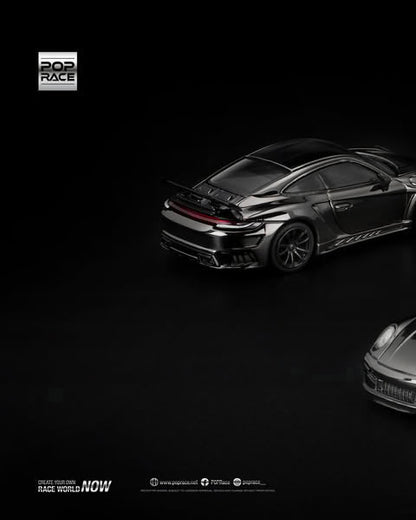 Sắp ra mắt Quý 01/2026 mô hình xe POPRACE 1:64 992 STINGER GTR DARK CHROME PRDC-005