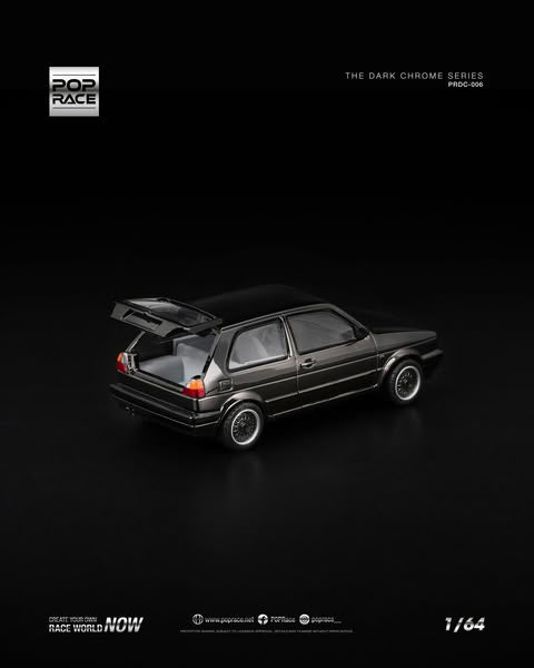 Sắp ra mắt Quý 01/2026 mô hình xe POPRACE 1:64 GOLF GTI MK2 DARK CHROME PRDC-006