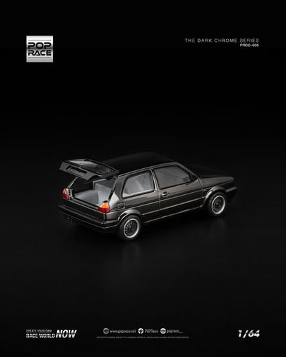 Sắp ra mắt Quý 01/2026 mô hình xe POPRACE 1:64 GOLF GTI MK2 DARK CHROME PRDC-006