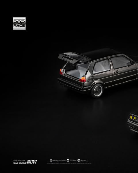 Sắp ra mắt Quý 01/2026 mô hình xe POPRACE 1:64 GOLF GTI MK2 DARK CHROME PRDC-006